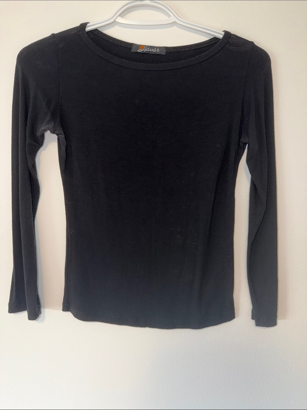Havar Black Stretch Fitted Long Sleeve Top [M] Y2K Basic
